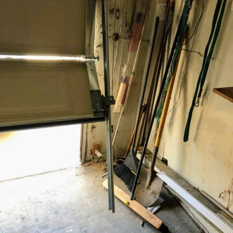 Interior view of garage door mechanism