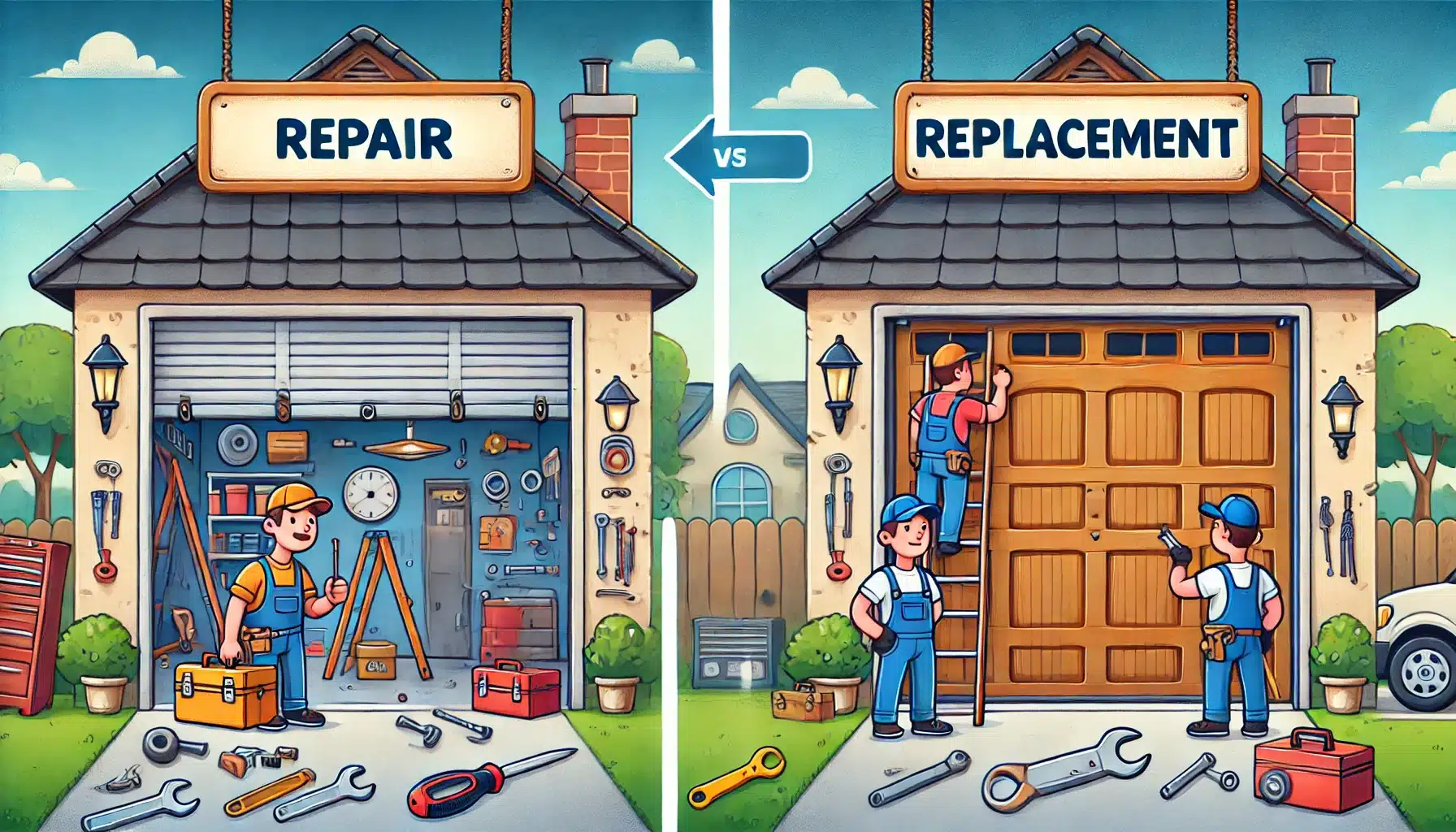 garage door replacement vs repair